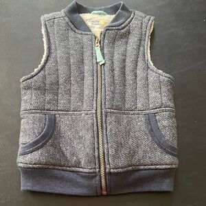 OshKosh B'gosh Heathered Navy Zip-Front Knit Vest with Sherpa Lining